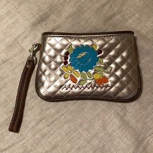 Silver Embroidered Consuela Wristlet